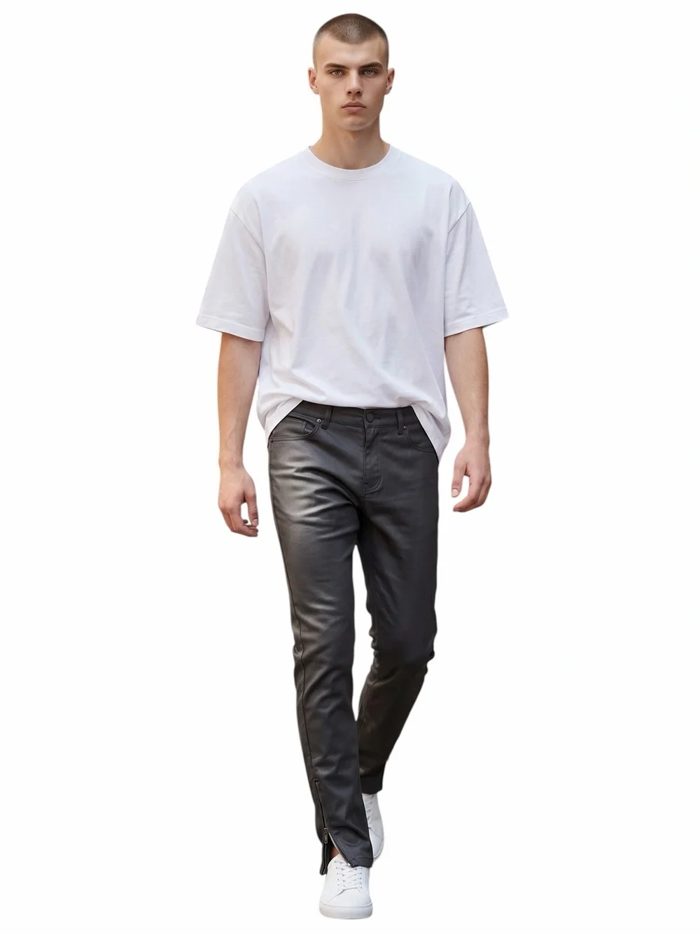 W by WAIMEA Men's Basic Wax/ Skinny Fit Jeans/ Ankle-zip/ Size: 36x32